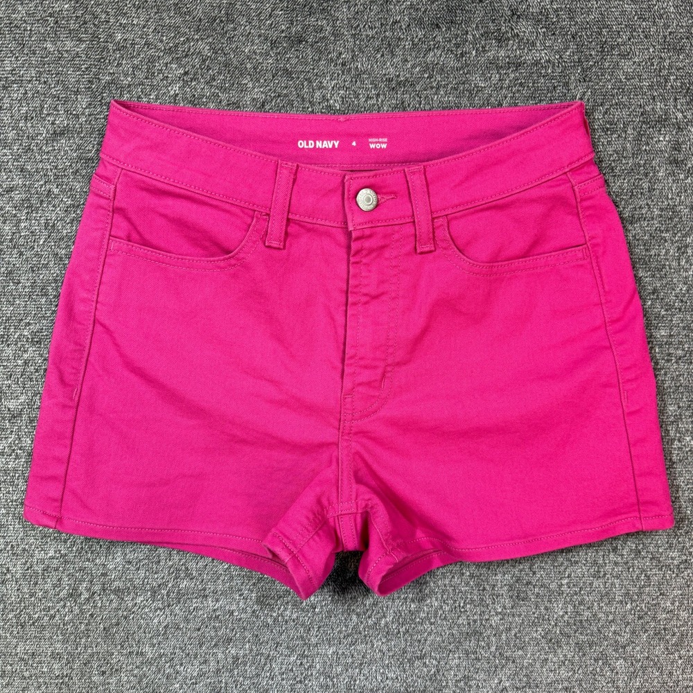 Old Navy High-Rise Wow Hot Pink Shorts Womens 4 Stretch 5-Pocket Solid Mini
